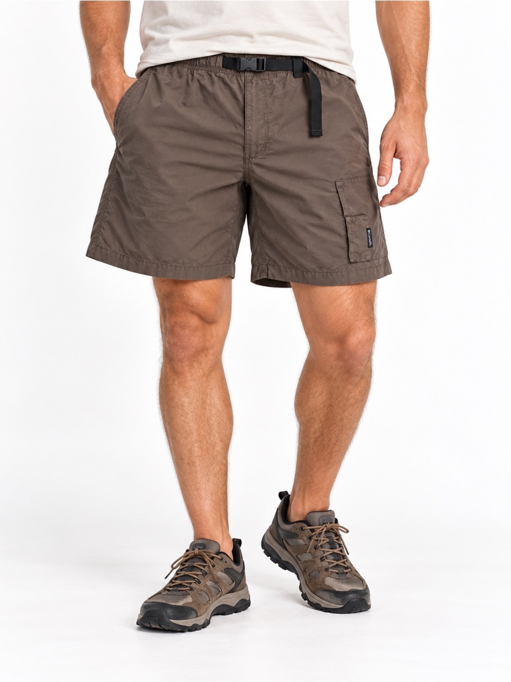 Columbia Shorts Mens XL Brown Nylon Cotton Belted Outdoor Hiking Swim Lined
